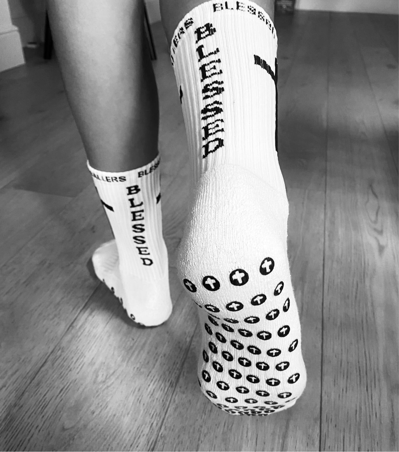 White Blessed Ballers Grip Socks
