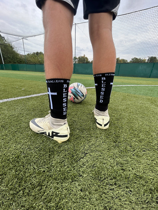 Black Blessed Ballers Grip Socks